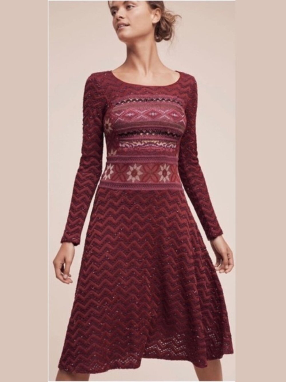 NWOT Anthropologie Cecilia Prado Sweater Dress Luiza A-Line Knee Length Knit S